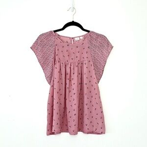 GAP Pink Floral Flutter Sleeve Blouse Women’s Size Small